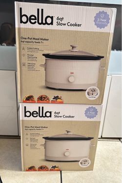 bella 6.0 Qt Manual Slow Cooker, Ceramic Nonstick Coating, 3 Temperature Settings, Dishwasher Safe