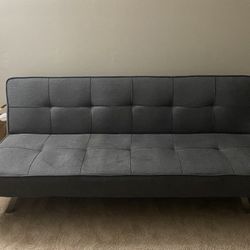 Modern Grey Futon Sofa – $150 (Used Condition)