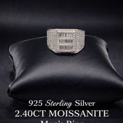 925 Sterling Silver 2.40CT MOISSANITE Men’s Ring Size 8 Or 11