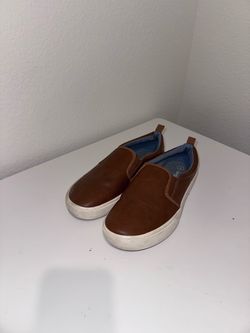 Brown Leather Slip-On Sneakers