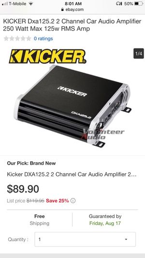 Kicker DXA125.2 2 Channel Car Audio Amplifier 250 Watt Max 125w RMS AMP