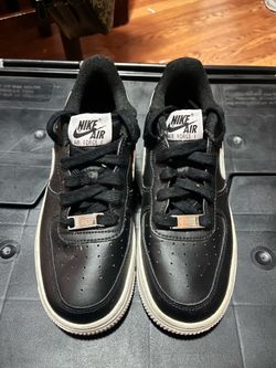 Nike Air Force 1 Low AF1 White Black Youth 4y Black Leather