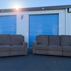 Gray/Brown Recliner Couch and Loveseat 🚚🚛 Free Delivery 🚚🚛