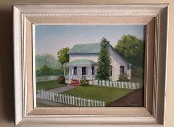 White Barn Beautiful Oil Painting