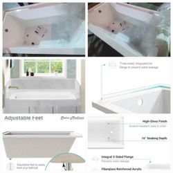 Swiss Madison 30x60 Left Drain Drop In Soaking Tub (Brand New)