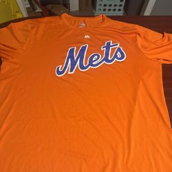 2XL Orange Majestic Cool Base New York Mets Shirt