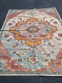 Orange, colorful rug 8 x 10