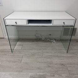 White Glass Desk 