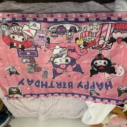 Hello Kitty Kuromi Banner And Happy Birthday Sign