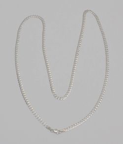 14K White Gold Curb Chain Necklace 3.7mm 26" 9.1g