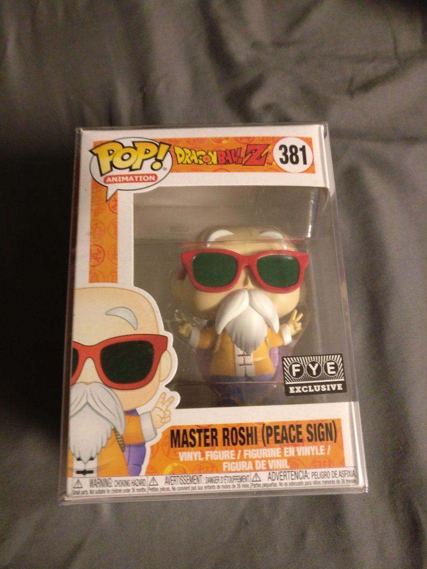 Master Roshi Peace Sign FYE Dragon Ball Funko Pop