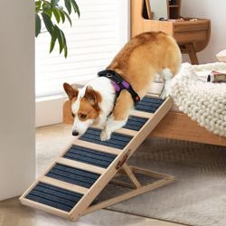Wooden Folding Dog Ramp Portable Pet Ramp with Non-Slip Carpet for Car SUV Truck, 38 in., NEW