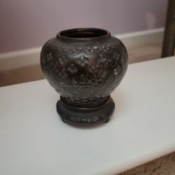 Antique Bronzelain by Inarco 1962 Japan E721/S Asian dark pottery vase