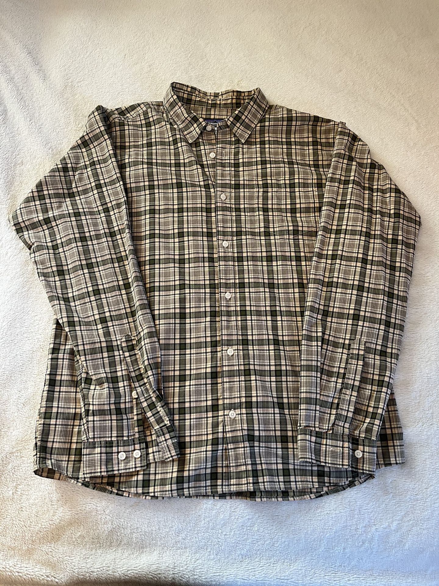 Patagonia Mens Multicolor Plaid Cotton Blend Long Sleeve Button Up Shirt Size XL
