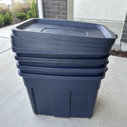 Set Of 4 Rubbermaid Roughneck Storage Tote Bind 18 Gallon