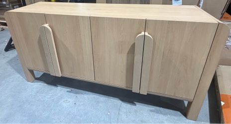 Mid-Century 63" Wood Sideboard Buffet Cabinet With Storage, Modern Credenza With Doors And Adjustable Shelves For Kitchen Living Room, Dining Room