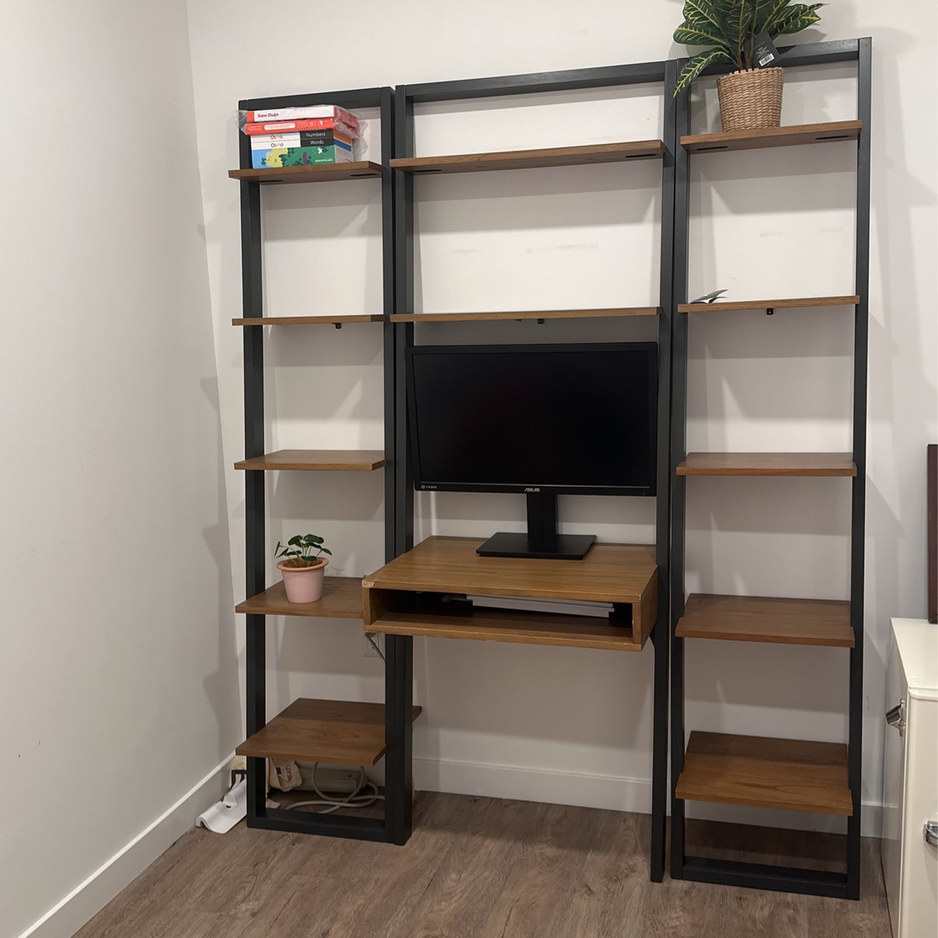 West Elm Ladder Shelf Desk & Narrow Bookshelf Set (63")