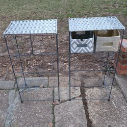 Set Of 2 Metal Storage Racks For Sale 