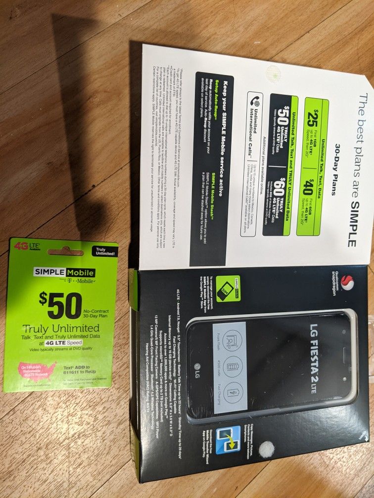 LG Fiesta Phone With One Month Simple Mobile $50 Plan