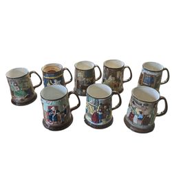 Set of 8. Duke 1971 collectors edition Christmas carol tankards from Beswick  Royal Doulton group. John Beswick limited. No original box if buying ind