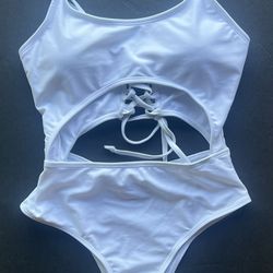 One-Piece Swimsuit with Lace-Up Back