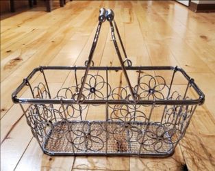 NEW Floral Metal Basket (11.5" long x 4.5" tall x 7" deep)