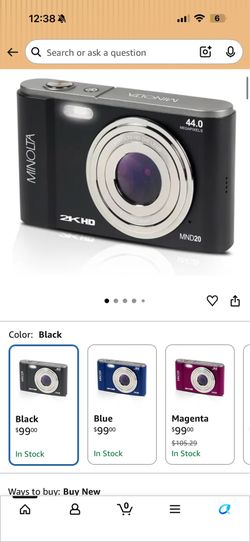 New Minolta MND20 44MP Digital Camera – 2.7K Ultra HD Video, 16X Digital Zoom, Anti-Shake Stabilization, Time Lapse, Face Detection, 2.9-inch LCD Disp