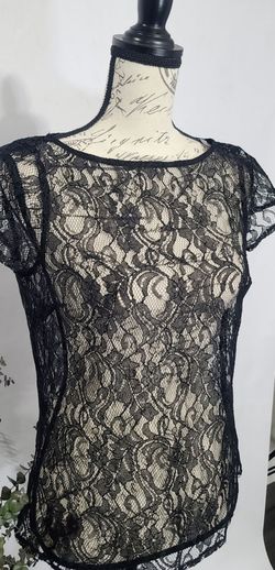 Ralph Lauren Lace Ladies Black Blouse Small