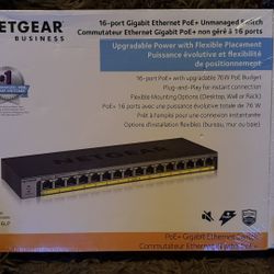 NEW— 16-Port Gigabit Ethernet Unmanaged PoE Switch (New-in box)