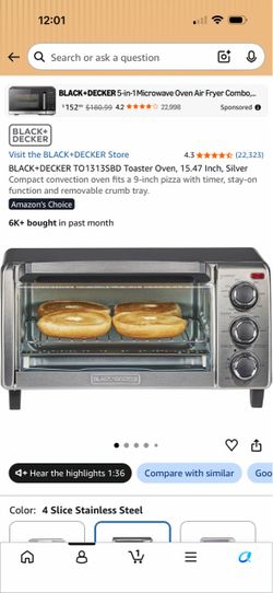BLACK+DECKER TO1313SBD Toaster Oven Silver