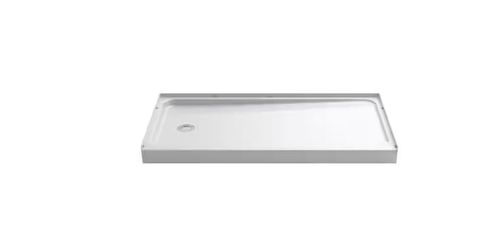 60 in. L x 32 in. W Alcove Shower Pan Base with Left Drain in White