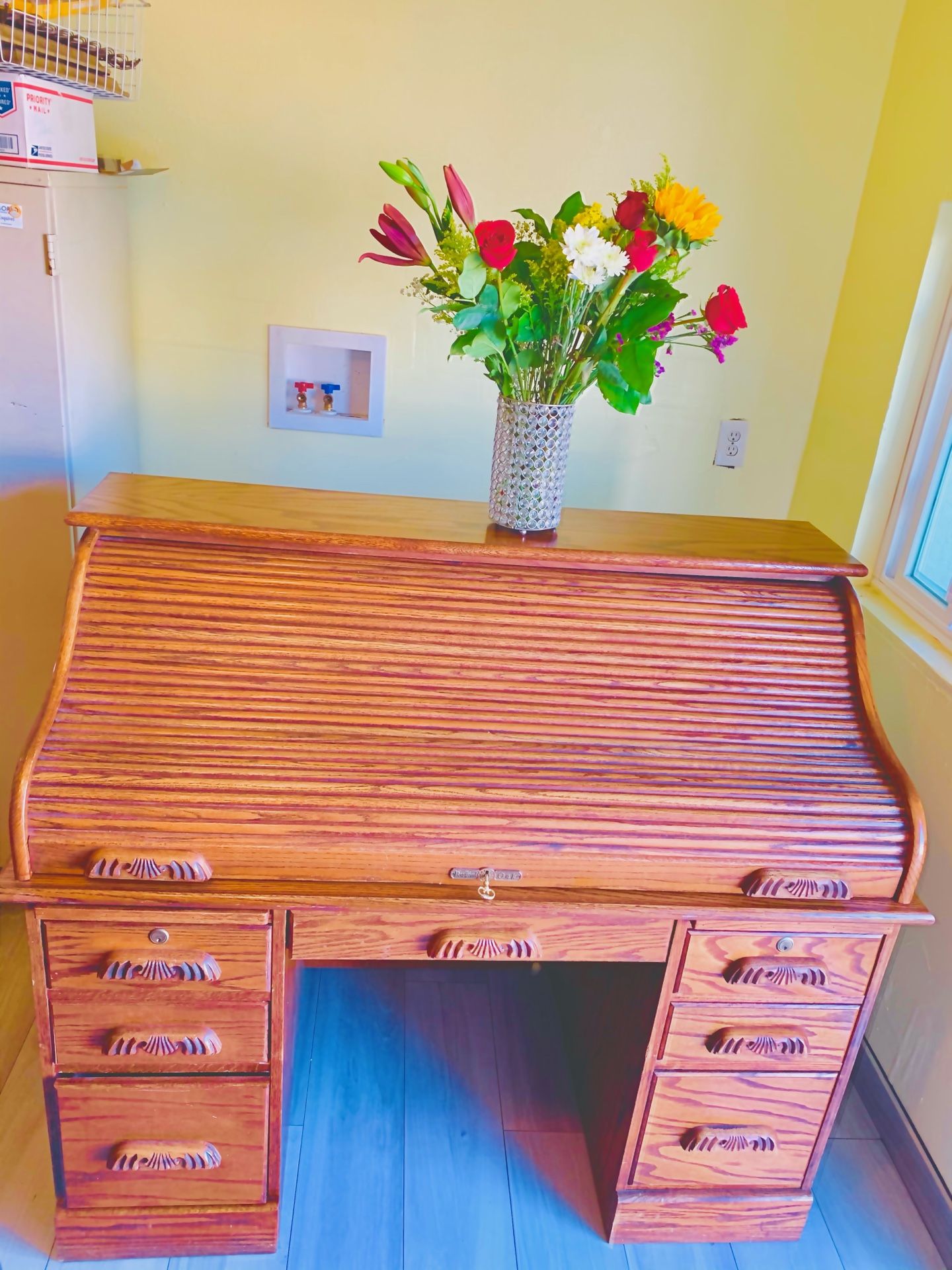 Solid Wood Desk with Hutch