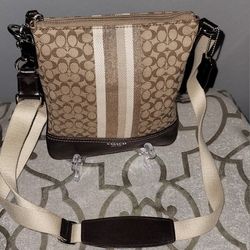 Coach Legacy Brown And Cream Crossbody Bag.
