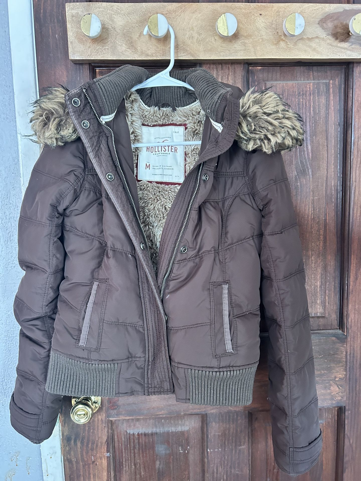 Hollister Co. Brown Jacket With Fur 