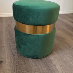 Green Suede Ottoman 