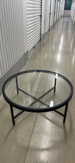 16 x 36 x 36 in. Black & Glass Round Coffee Table