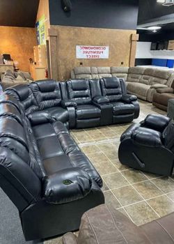 Brand New Ashley Black Leather Sectional
