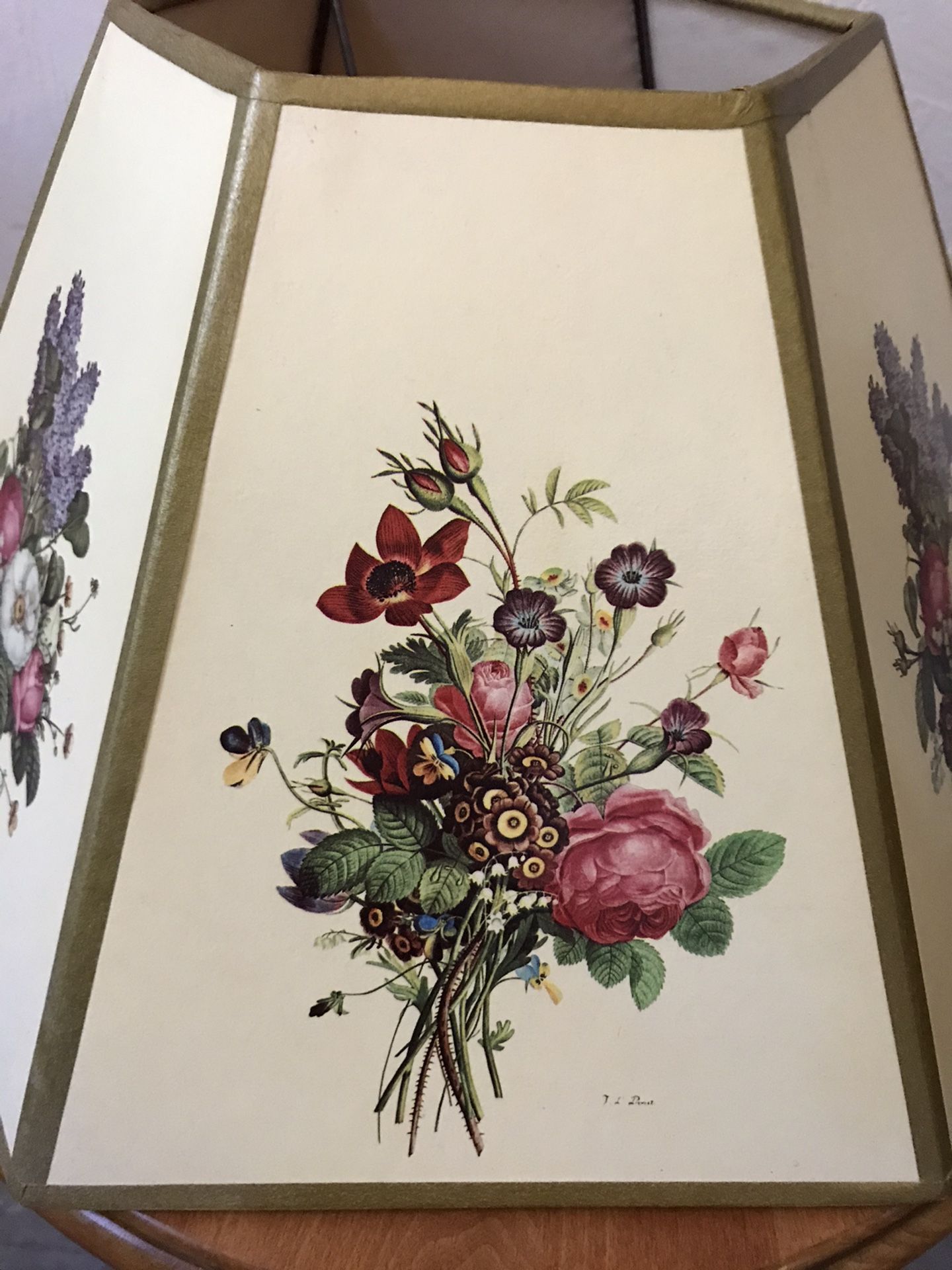 Pair of floral lamp shades by J L Prevost
