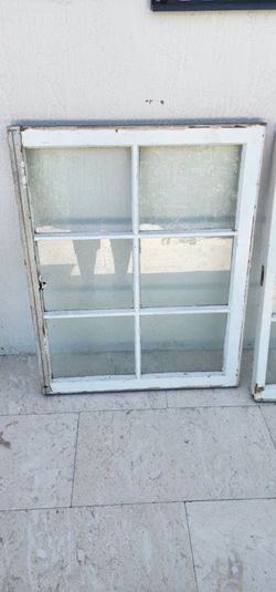 Vintage antique farm window sash frame 6 pane

