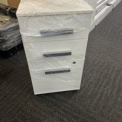 Three drawer white filing cabinet