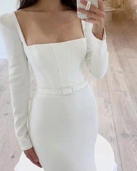 Simple Belted Satin Sheath Wedding Gown Pick Options