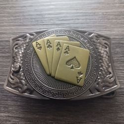 Aces Belt Buckle With Hidden Small Blade
