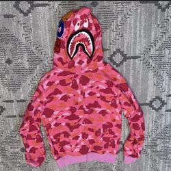 Bape Hoodie Orange And Pink 