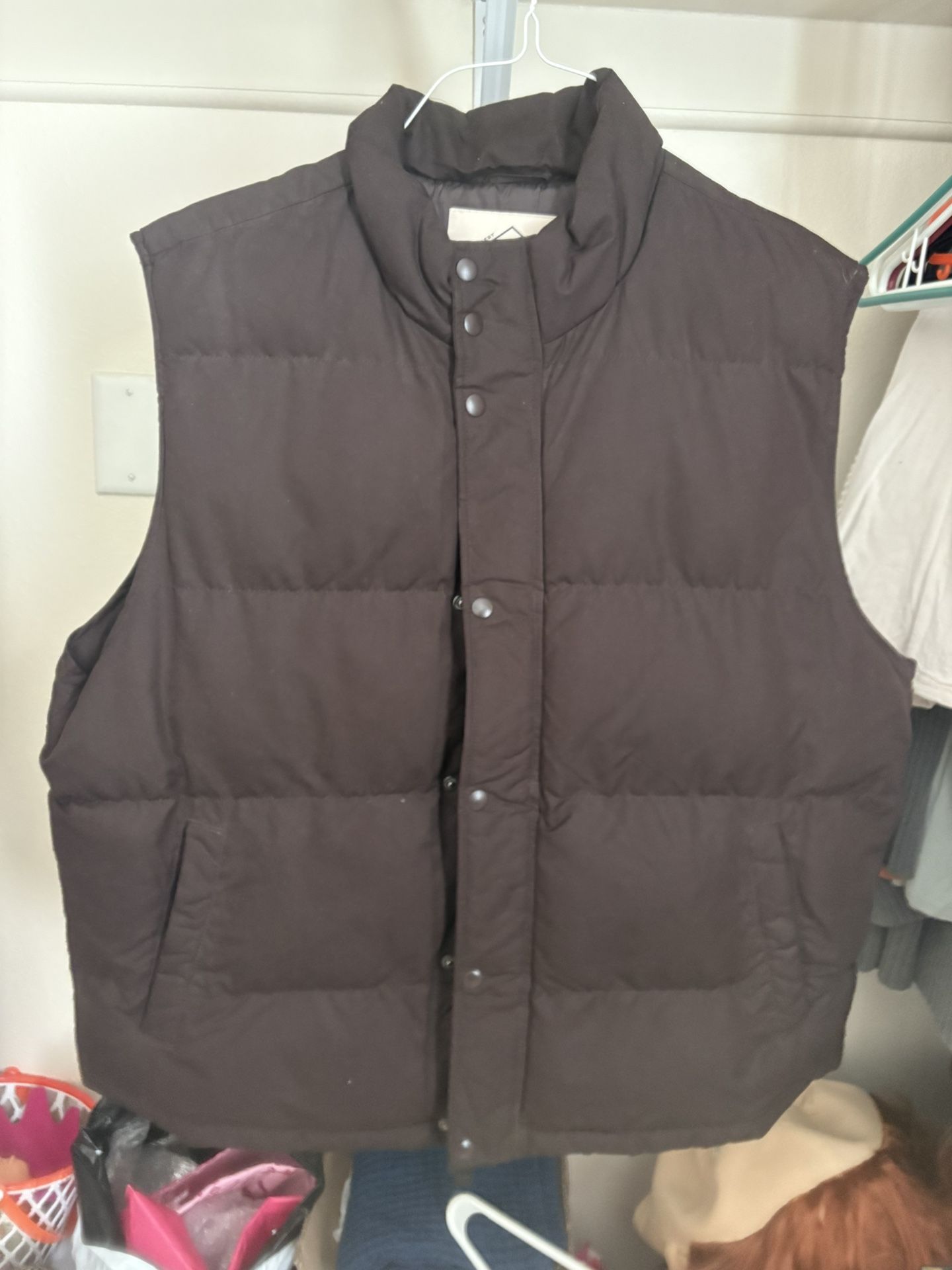 brown puffer vest
