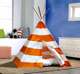 61.75" Orange and White Stripes Play Tent Kids Children TeePee, New in Box. Retails $47.51