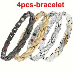 4-Pcs Stylish & Durable Twisted Design Titanium Energy Healing Bracelets