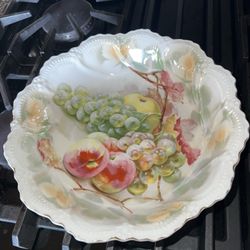 10X3 Antique Victorian Leuchtenburg Germany Lusterware Porcelain Fruit plate ca 1900