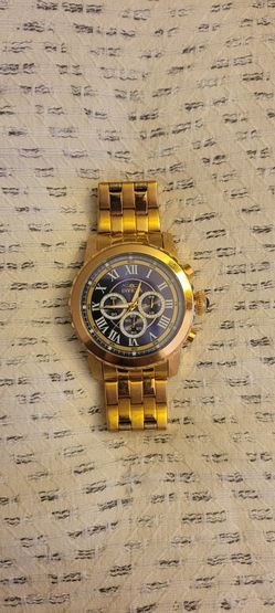 Gold Blue Face Invicta Watch