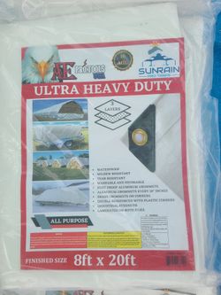 8ft × 20ft Ultra Heavy Duty White Tarp