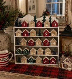 Wooden Christmas Village Advent Calendar